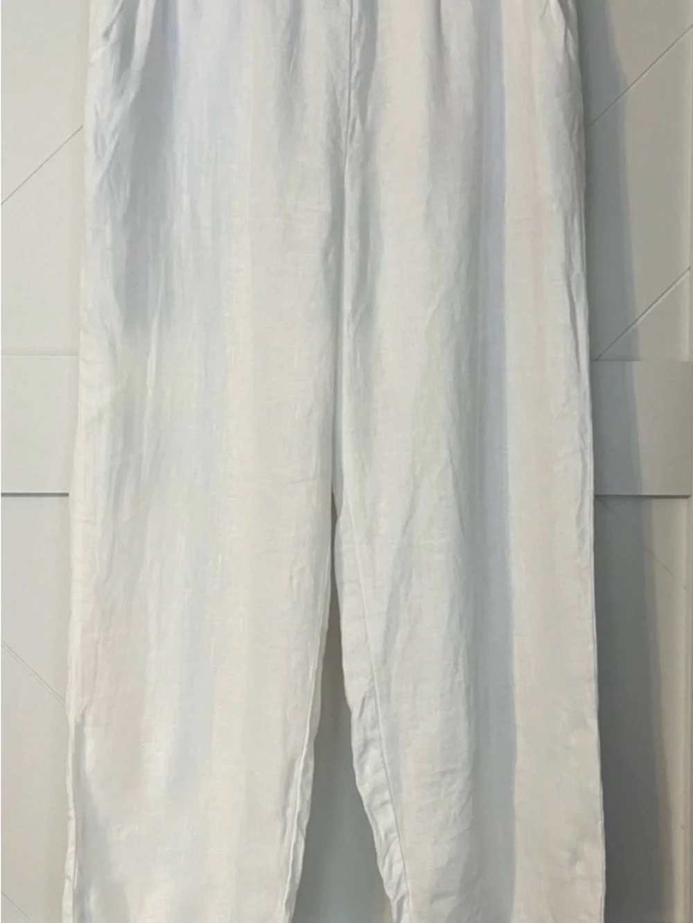Quince White Wide-Leg Elastic-Waist Linen Pants - Picture 5 of 5